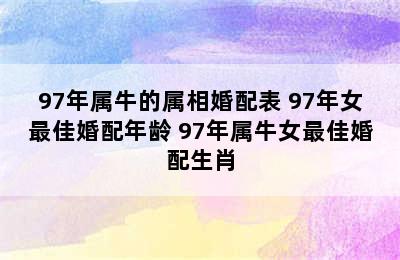 97年属牛的属相婚配表 97年女最佳婚配年龄 97年属牛女最佳婚配生肖